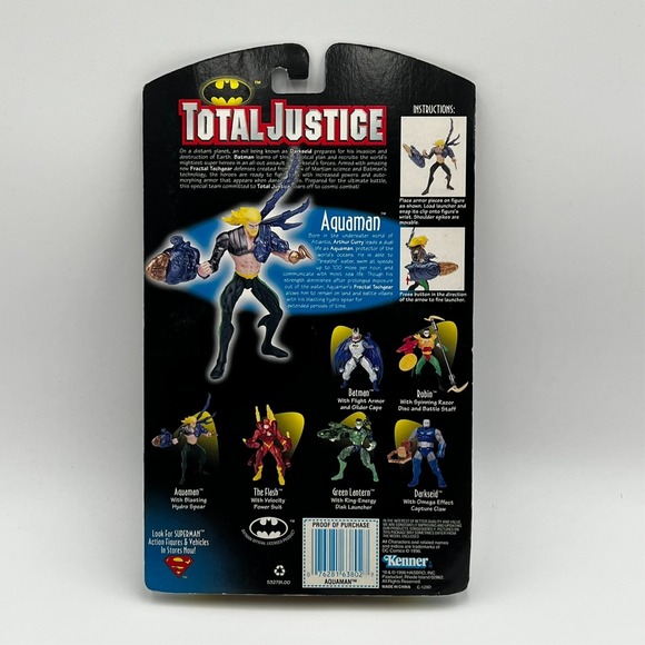 AQUAMAN Total Justice Action Figure DC Comics 1996 Vintage Kenner - Picture 2 of 9